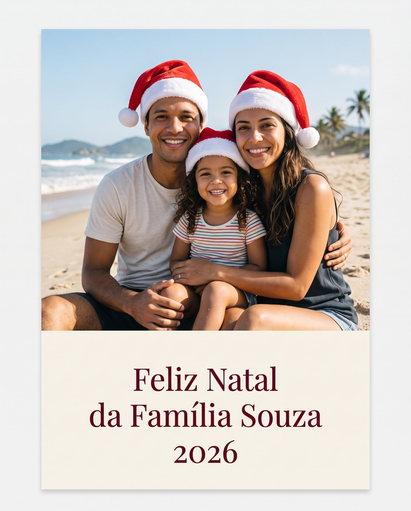 Cartão de Natal feito com IA de uma família fictícia: Cartão de Natal · moderno