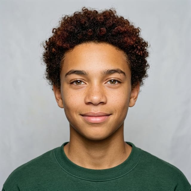 AI school-style portrait of their son at about 15