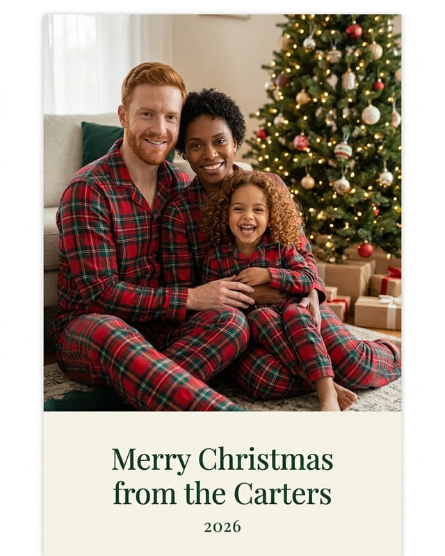 AI Christmas card of the fictional family: Card