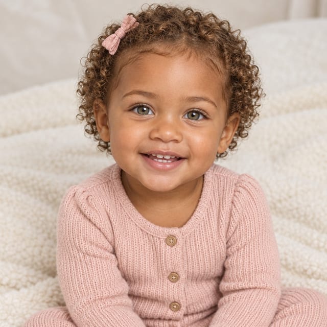 Second version of the AI baby girl with a hair clip
